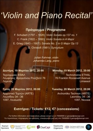 Cyprus : Violin and piano recital