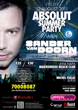 Κύπρος : Αbsolut Summer Party με τον Sander van Doorn